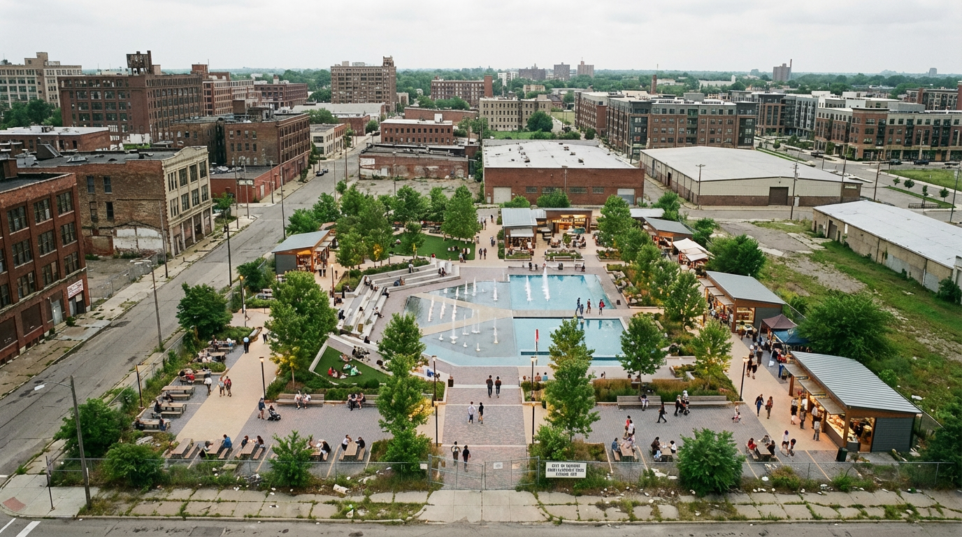 Demo building with AI-generated urban environment